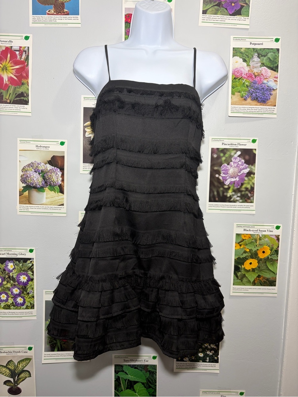 Princess Polly Black Tiered Fringe Mini Dress